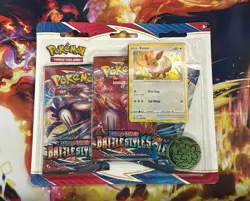 Pokemon TCG Sword & Shield Battle Styles Blister Pack - 3 Packs, Eevee Promo - Image 1