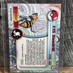 NM Pokemon #15 BEEDRILL 1999 TOPPS TV Animation Holo ALTERNATE Foil - Image 2