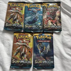 5 x Pokemon TCG Sun & Moon Base Set Booster Packs (Factory Sealed) - Image 1