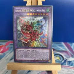 Elemental HERO Flame Wingman Infernal Rage Secret Rare 1st BLMR-EN012 NM YuGiOh - Image 1