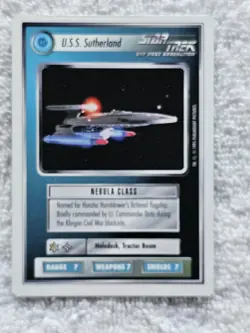 Star Trek CCG Premiere 1E U.S.S. Sutherland Decipher 1995 Card Rare Near Mint - Image 1