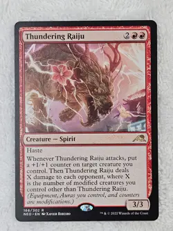 MTG Thundering Raiju #166 Kamigawa Neon Dynasty Magic Card Rare NM - Image 1