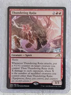MTG Thundering Raiju #166 Kamigawa Neon Dynasty Magic Card Rare NM - Image 4