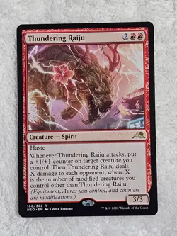 MTG Thundering Raiju #166 Kamigawa Neon Dynasty Magic Card Rare NM - Image 1