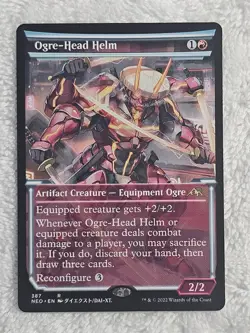 MTG Ogre-Head Helm (Showcase) #387 Kamigawa Neon Dynasty Magic Card Rare NM - Image 1
