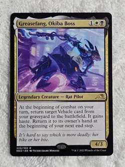 MTG Greasefang, Okiba Boss #220 Kamigawa Neon Dynasty Magic Card Rare NM - Image 1