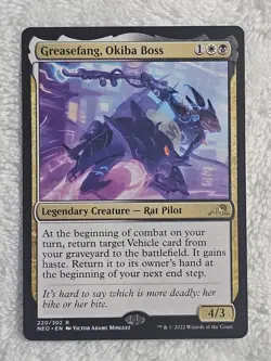 MTG Greasefang, Okiba Boss #220 Kamigawa Neon Dynasty Magic Card Rare NM - Image 1