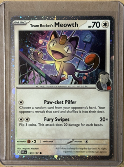 Pokemon TCG Team Rocket's Meowth Destined Rivals Cosmos Holo 149/182 Common - Image 1