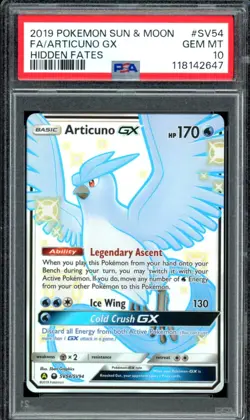 PSA 10 Articuno GX SV54/SV94 Pokemon Card Hidden Fates Shiny Vault Mint 2019 - Image 1