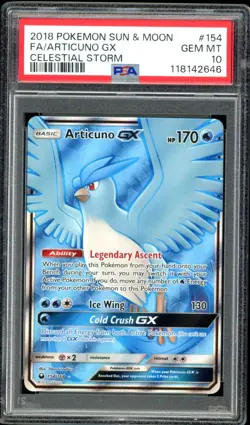 PSA 10 Articuno GX Full Art 154 Pokemon Card Celestial Storm 2018 GEM MINT - Image 1