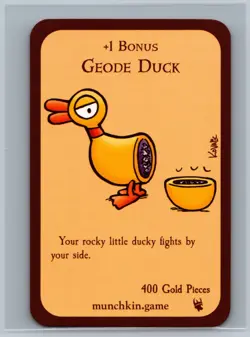 Munchkin +1 Bonus Geode Duck Promo Card USED Steve Jackson Games SJG - Image 1