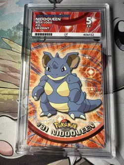 ACE 5 Topps Cards Pokemon #31 Nidoqueen Blue Logo UK 1999 Matching Label - Image 1