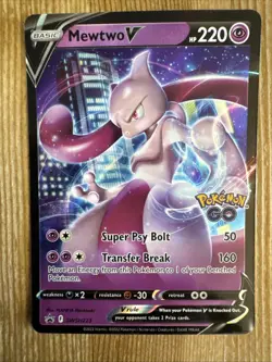 Mewtwo V SWSH223 Ultra Rare Promo Pokemon Go Sword & Shield MP - Image 1