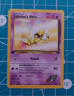 Sabrina's Abra 93/132 Gym Heroes 1st Edition WotC 2000 Vintage Pokemon LP - Image 1