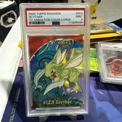2000 Topps Pokemon TV #PC9 PSA 9 Scyther CLEAR Animation Series 3 BLUE LABEL - Image 1