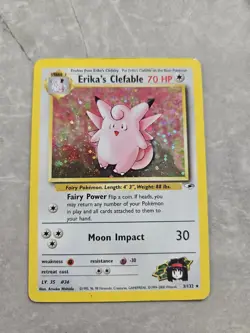 Pokemon TCG - Erika's Clefable Gym Heroes Holo Unlimited Rare Card 3/132 WOTC LP - Image 1