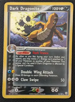 READ Dark Dragonite 15/109 Holo Ex Team Rocket Returns Pokemon TCG 2004 Swirl - Image 1