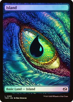 Island *Japanese Foil Full Art Dragon Eye* 288 TDM NM Magic The Gathering MTG - Image 1