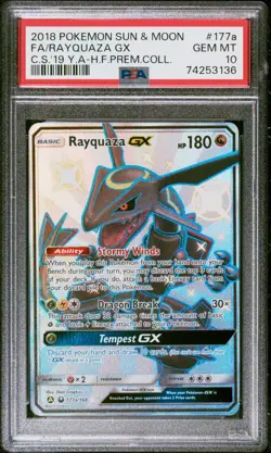 2018 POKEMON SUN & MOON CELESTIAL STORM #177A FULL ART/RAYQUAZA GX PSA 10 - Image 1