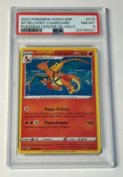 2022 Pokemon Center UK Promo Special Delivery Charizard Pack PSA 8 SWSH075 - Image 1