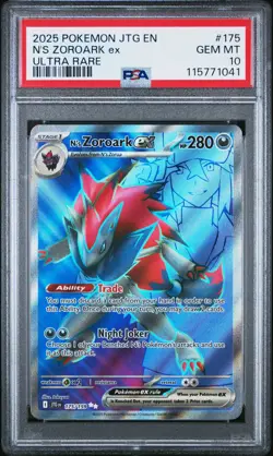 2025 POKEMON JTG EN-JOURNEY TOGETHER ULTRA RARE #175 N'S ZOROARK EX PSA 10 - Image 1