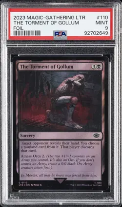 2023 MTG TALES OF MIDDLE-EARTH FOIL #110 THE TORMENT OF GOLLUM PSA 9 - Image 1