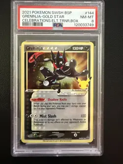 2021 POKEMON SWSH BLACK STAR PROMO #144 GRENINJA-GOLD STAR PSA 8 - Image 1