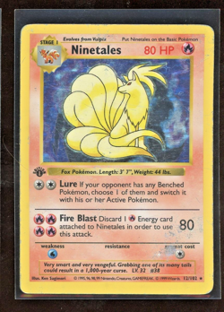 1999 Pokemon 1ST EDITION Base Set Ninetales 12/102 Holo Foil Shadowless WOTC - Image 1