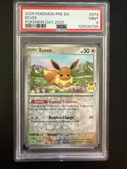 115276223 Eevee 2025 Pokemon PRE EN 074 Pokemon Day 2025 PSA 9 - Image 1