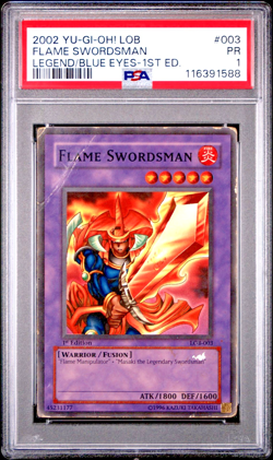 PSA 1 PR 1ST EDITION LOB-003 Flame Swordsman Super Rare Yugioh ENGLISH - Image 1