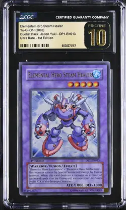 YUGIOH 1ST DP1-EN013 ELEMENTAL HERO STEAM HEALER ULTRA CGC 10 PRISTINE - Image 1