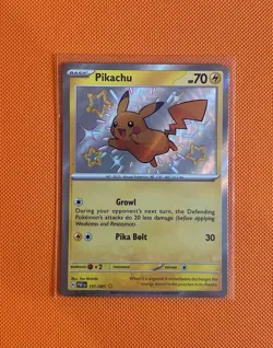 Pokemon Pikachu TCG Paldean Fates Holo Shiny Rare Card 131/091 Baby Shiny - Image 1
