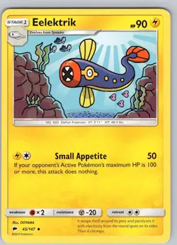 Pokemon TCG Eelektrik S&M Burning Shadows 45/147 Regular Uncommon Card LP-NM - Image 1