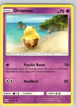 Pokemon TCG Drowzee Sun & Moon Base Set 59/149 Regular Common Card Played LP - Image 1