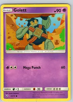 Pokemon TCG Golett S&M Shining Legends 43/73 Regular Common Card Played MP - Image 1