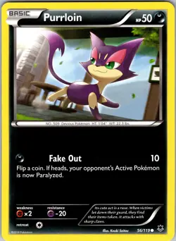 Pokemon TCG Purrloin XY Phantom Forces 56/119 Regular Common Card NM - Image 1