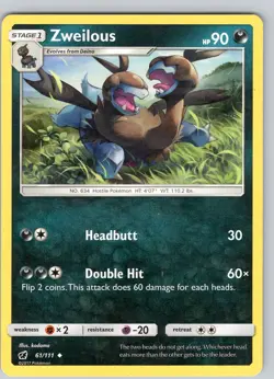 Pokemon TCG Zweilous S&m Crimson Invasion 61/111 Regular Common Card LP-NM - Image 1