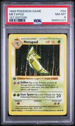 1999 POKEMON GAME 54 METAPOD 1ST EDITION PSA 8 Nm-Mt - Image 1