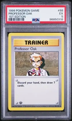 1999 POKEMON GAME 88 PROFESSOR OAK 1ST EDITION PSA 5 EX - Image 1