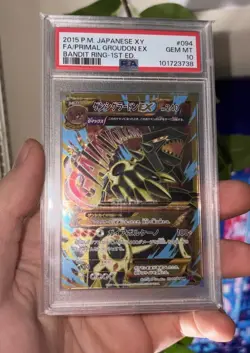 2015 POKEMON JPN XY BANDIT RING 1ST ED #094 FULL ART/PRIMAL GROUDON EX PSA 10 - Image 1
