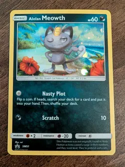 Alolan Meowth SM51 Black Star Promo Holo Pokemon Card Near Mint - Image 1
