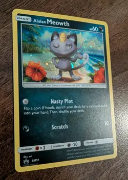 Alolan Meowth SM51 Black Star Promo Holo Pokemon Card Near Mint - Image 2