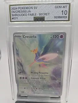 2024 Pokemon Shrouded Fable #071 Cresselia Illustration Rare AGS 10 GEM FS - Image 1