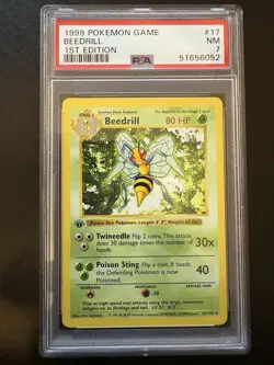 1999 Pokemon 1st Edition Shadowless Beedrill #17 PSA 7 - Image 1