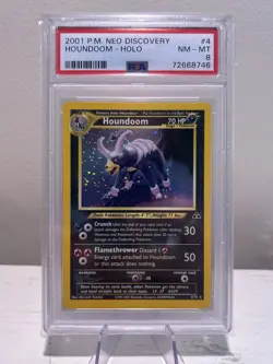 2001 Pokemon Neo Discover Houndoom Holo Unlimited #4/75 PSA 8 NM-MT - Image 1