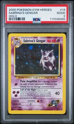 2000 POKEMON GYM HEROES HOLO #14 SABRINA'S GENGAR PSA 2 - Image 1