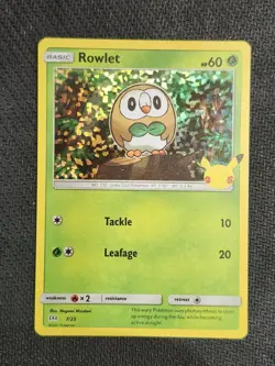 ROWLET - 7/25 - MCDONALDS 25TH ANNIVERSARY PROMO - HOLO - POKEMON CARD - Image 1
