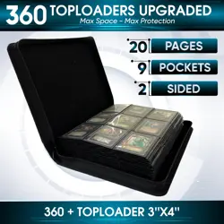 360 Card Toploader Binder | 9 Pocket Storage for Trading & Sports Cards | Black - Image 2