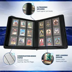 360 Card Toploader Binder | 9 Pocket Storage for Trading & Sports Cards | Black - Image 3