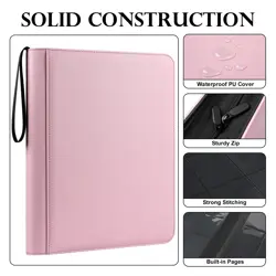 Premium PU Leather Card Binder | Holds 324 Top Loaders | Waterproof, Pink - Image 3